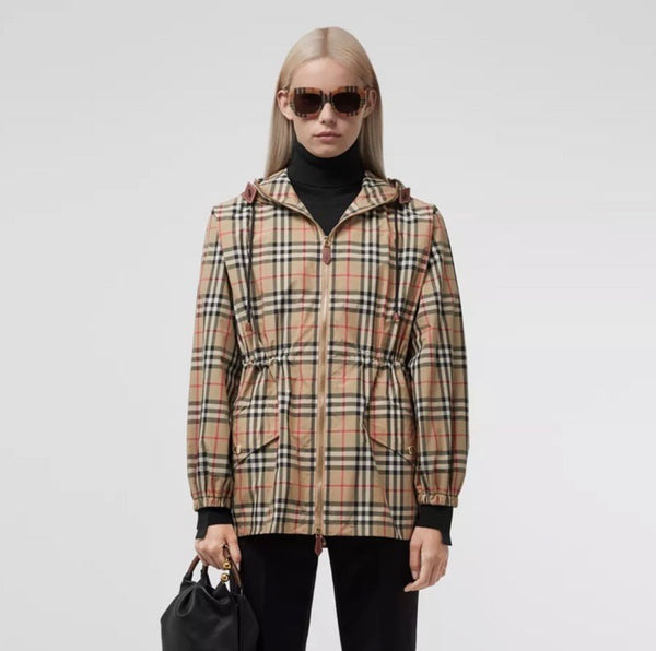 Vintage Check Recycled Polyester Hooded Jacket